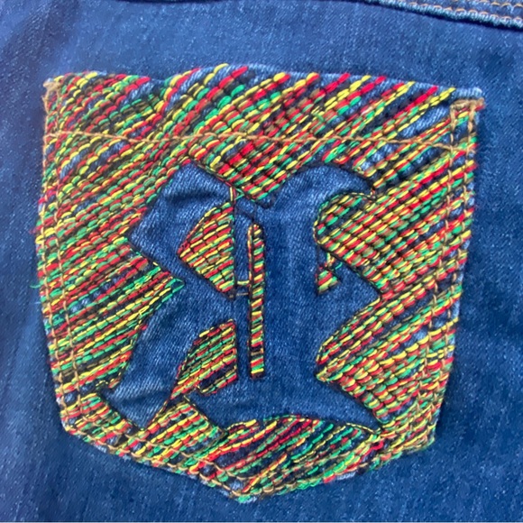 Rocawear capri Jeans Rasta color design size 13 14 - Picture 14 of 14